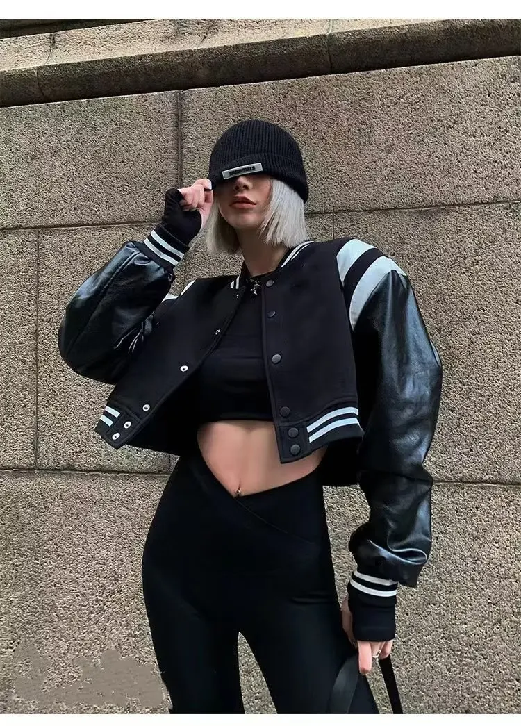 MOLAN Za Woman PU Jacket Leather Coat Fashion New High Street O Neck Outwear Top Female Vintage Chic Baseball Coat