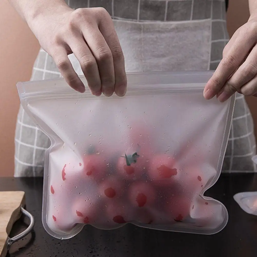 

Food Storage Bags Reusable EVA Freezer Leakproof Top Organizer Food Bags Preservation Shut Fresh Fruit Zip Kitchen Bag B1Y8