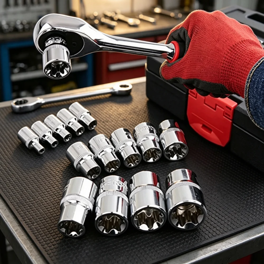 Фото Набор из 14 штук торцевых головок E-Torx для гайок E4-E24 №4