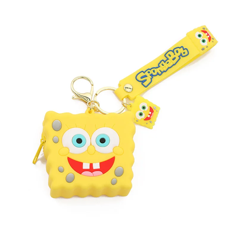 

New Spongebob Squarepants Key Case Silicone Cartoon Wallet Headset Mini Storage Wallet Fashion Couple Zipper Coin Bag