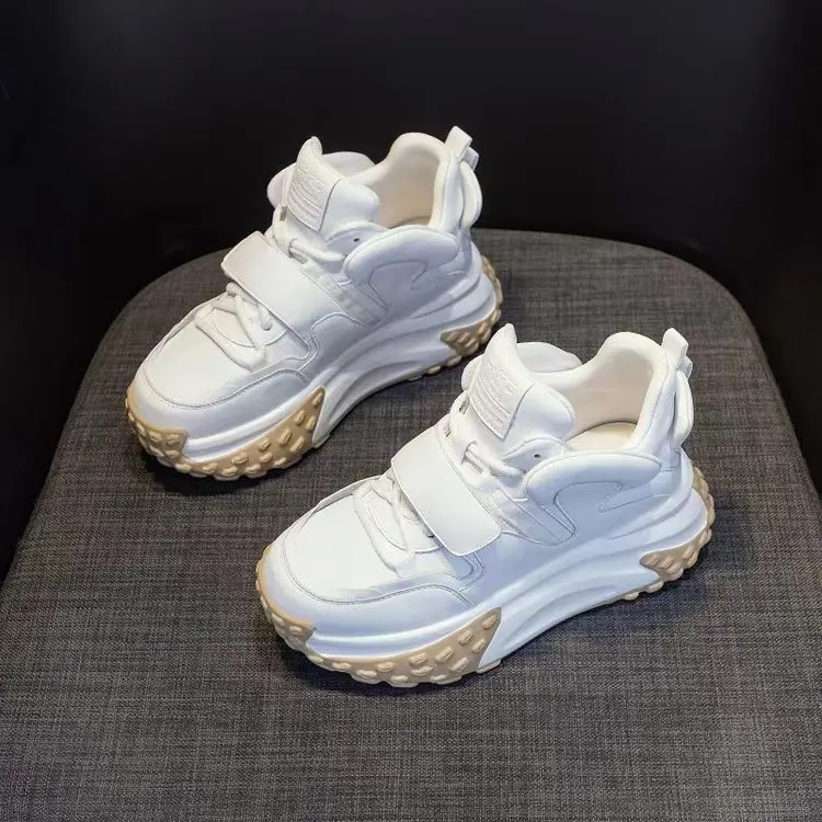 

Женские туфли на платформе и высоком каблуке, однотонные туфли из искусственной кожи на среднем хлопковом каблуке с перекрестными ремешкам...