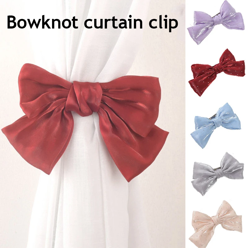 

Curtain Bowknot Buckle Clip Chiffon Strap Hanging Curtain Holders Modern Home Decor Accessories Bow Beads Curtains Clips Tieback