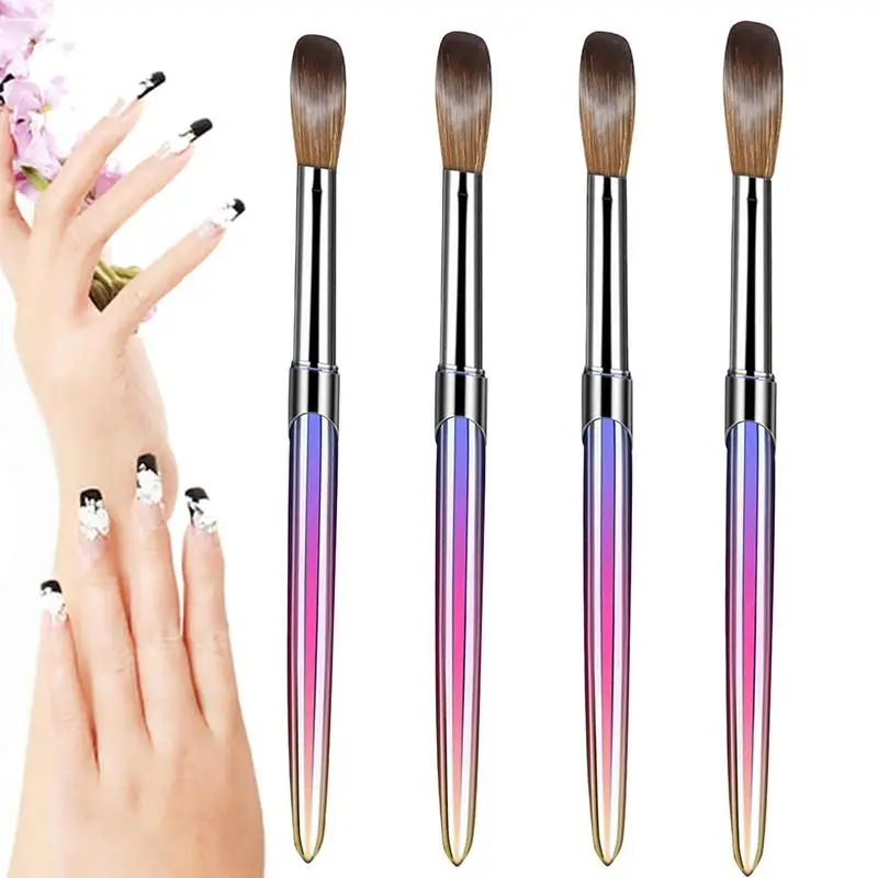 

4pcs Nail Brush Set For Acrylic Powder Purple Crystal Brush Easy To Use For Women For Applying Nail Extensions Salon & Home DIY