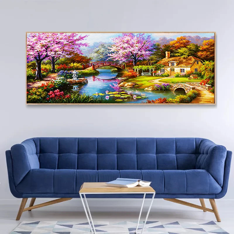 

DIY Diamond Painting Landscape Goldfish Cross Stitch Kit Full Drill Embroidery Scenery Mosaic Art Picture of Rhinestones Decor