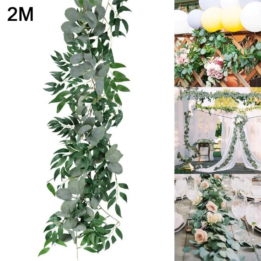 

6.5 Feet Artificial Hanging Eucalyptus and Willow Vines Faux Garland Ivy for Wedding Backdrop Arch Wall Decor Table Runner Vine