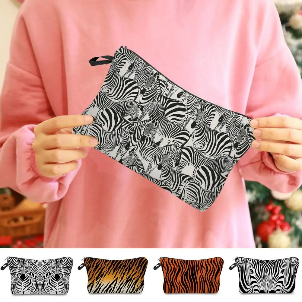

Cosmetic Handbag Striped Zipper Portable Exquisite Fashion Appearance Multi-function Storage Bag Pencil Bags for Vacation