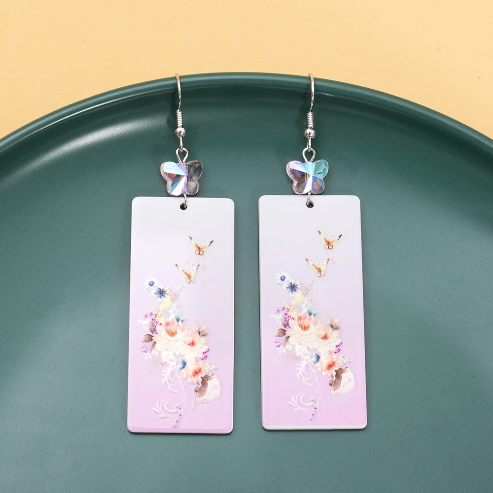 

New Fashion Fresh Acrylic Flowers Butterfly Earrings For Women Trending Products Temperament Girls Jewelry Summer Vacation Style