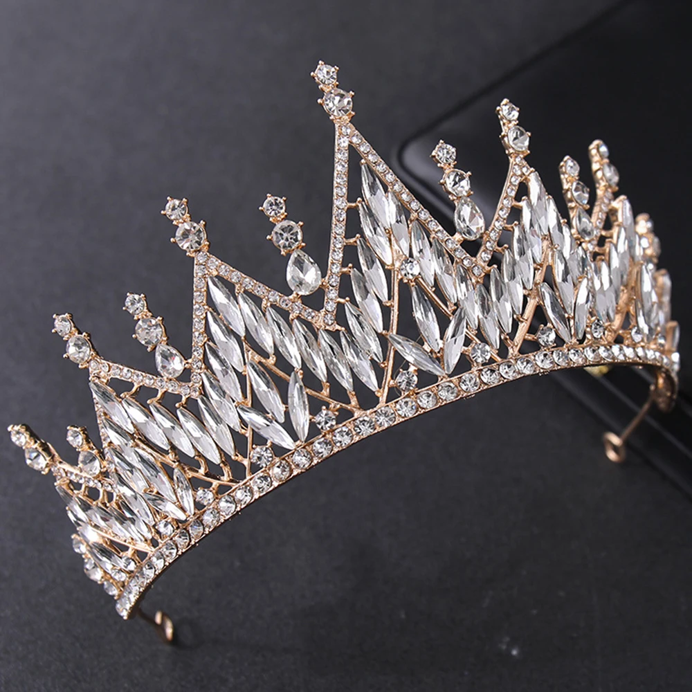 

Тиары и короны в стиле барокко для невесты, украшения для волос с блестящими кристаллами, свадебные украшения