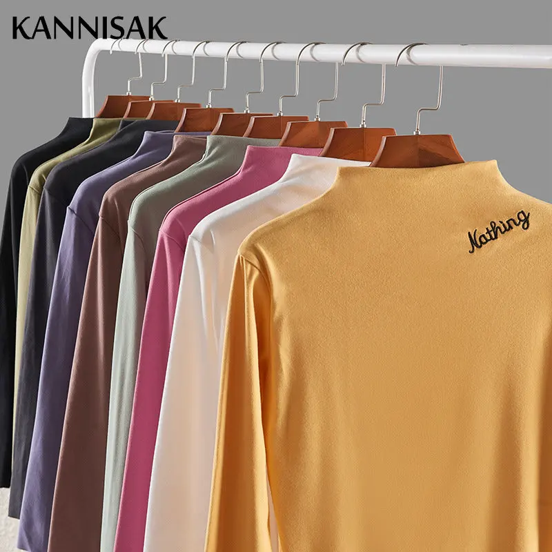 

Women T-shirt Turtleneck Soft Warm Velvel Slim Fit Bottoming Shirt Inner Wear Korean Fashion Tops 2023 Autumn Winter Tshirts