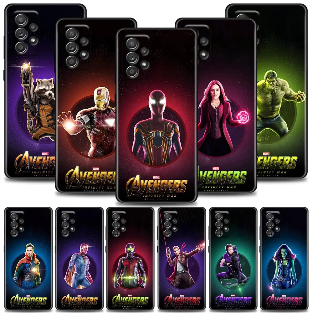 

Marvel Avengers Hero Logo Phone Case For Samsung Galaxy A72 A52 A32 A02s A12 A42 A71 A51 A31 A21s A21EU A11 A01 5G Cover Fundas