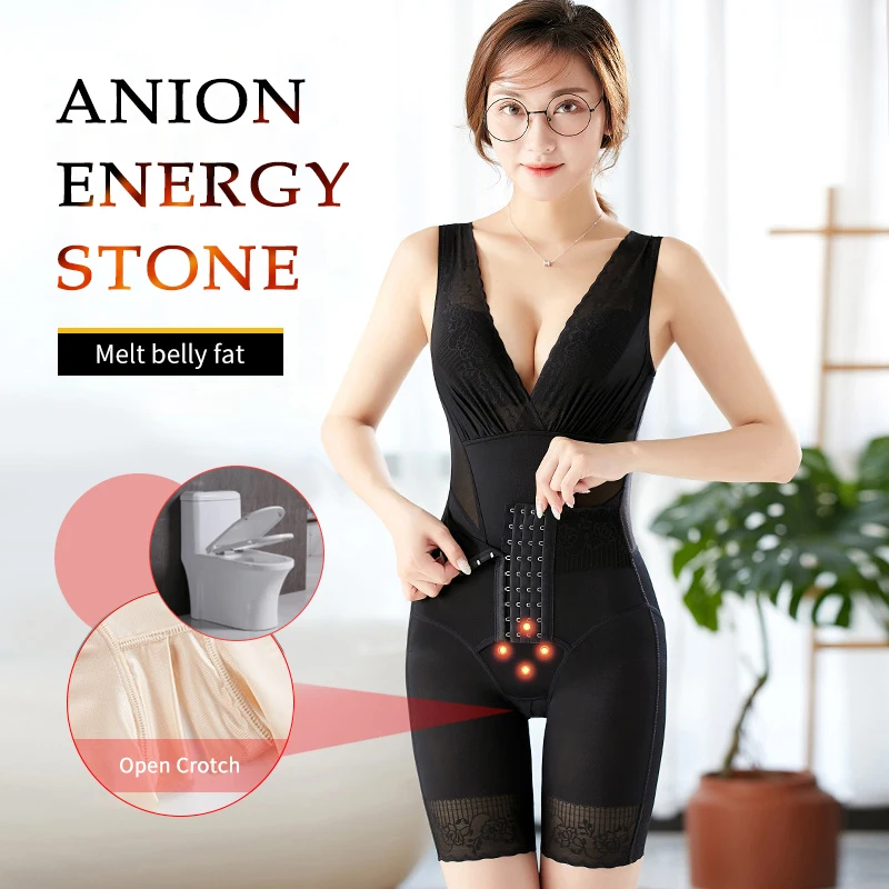 Corset Slimming Shapewear Women Lace Bodysuit Open Bust Waist Trainer Cincher Tummy Control Fajas Colombianas Body Shaper