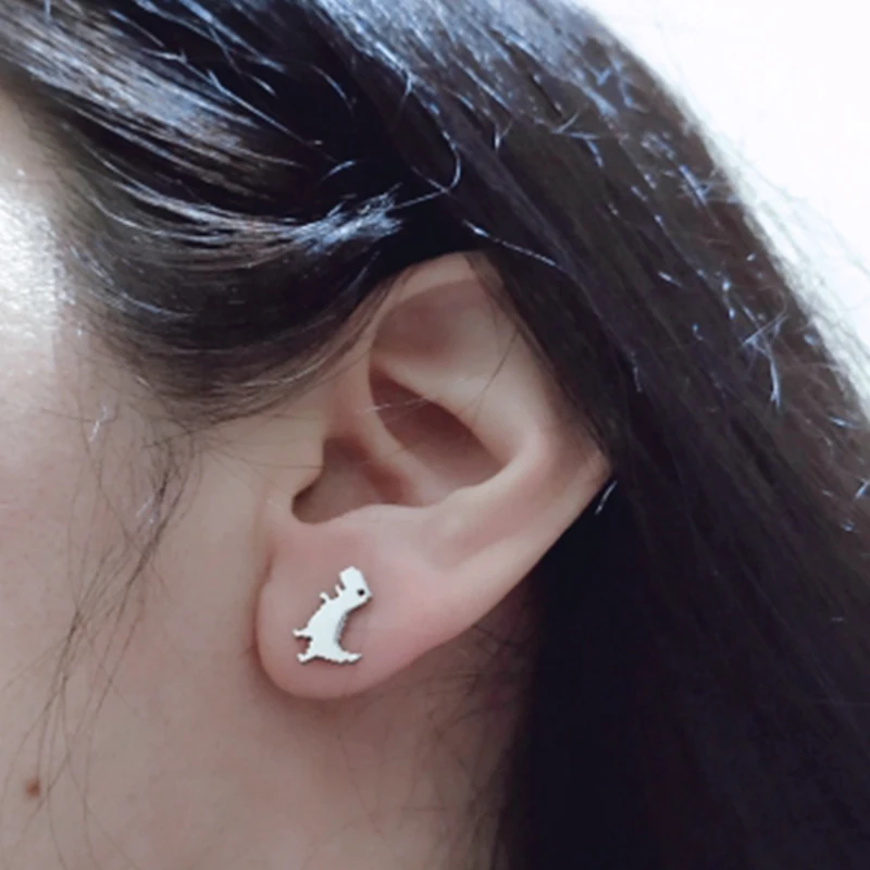 Женские серьги из нержавеющей стали с динозавром