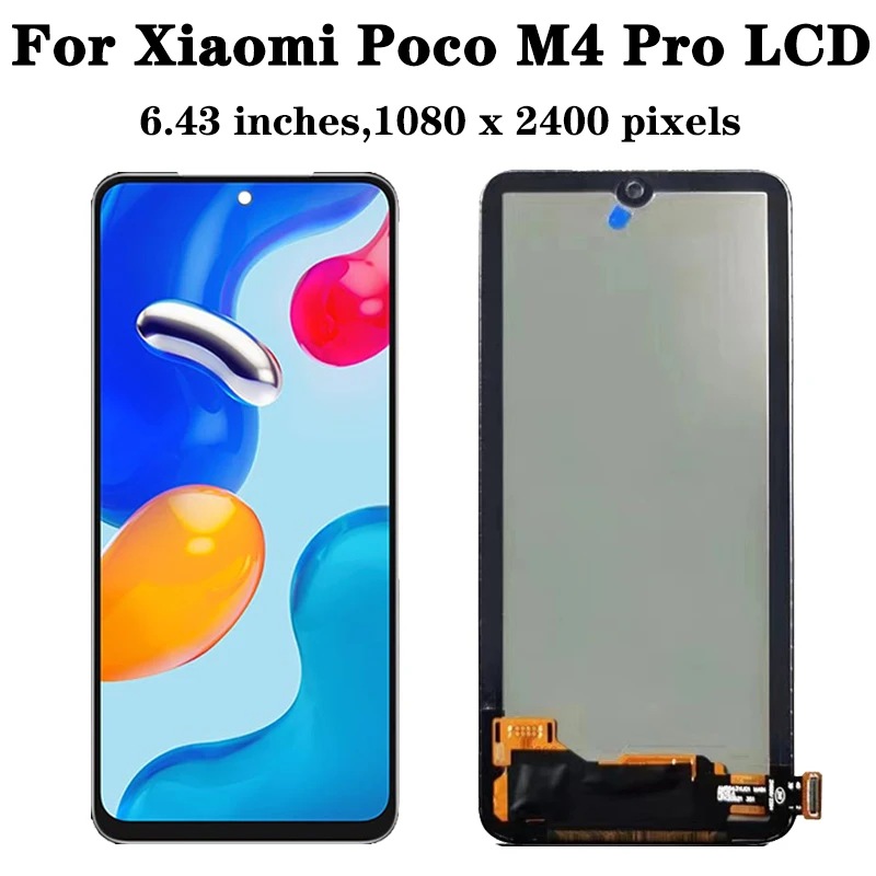 Сенсорный экран AMOLED 6 43 дюйма для Xiaomi Poco M4 Pro LCD 2201117PI 2201117PG MZB0B5VI панель 4G
