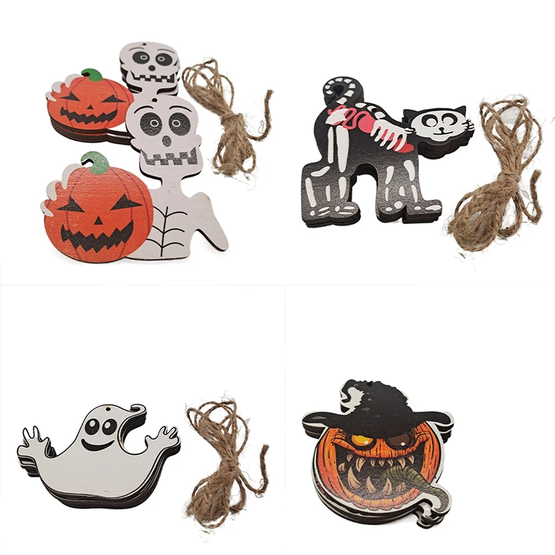 

5 шт. украшения на Хэллоуин, креативные деревянные поделки, праздничное украшение, подвеска для дома, «сделай сам», реквизит для фестиваля пр...