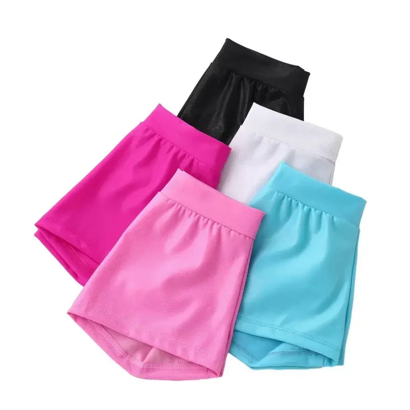 Эластичные балетные шорты для девочек однотонные из спандекса и полиэстера на