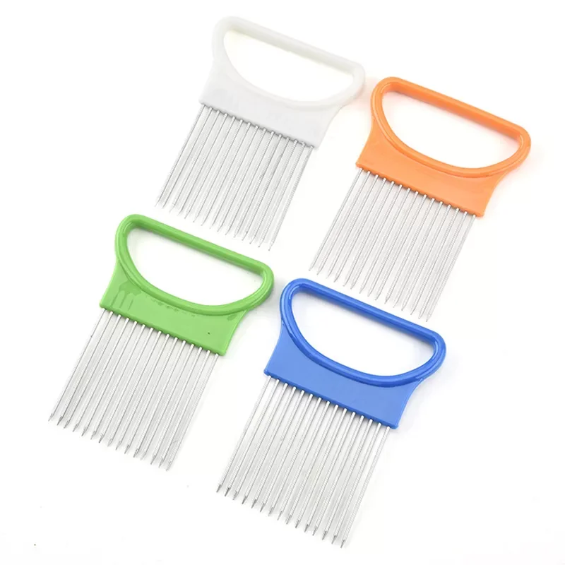 

2023New Steel Onion Cutter Onion Fork Fruit Vegetables Slicer Tomato Cutter Knife Cutting Safe Aid Holder Kitchen Accessories