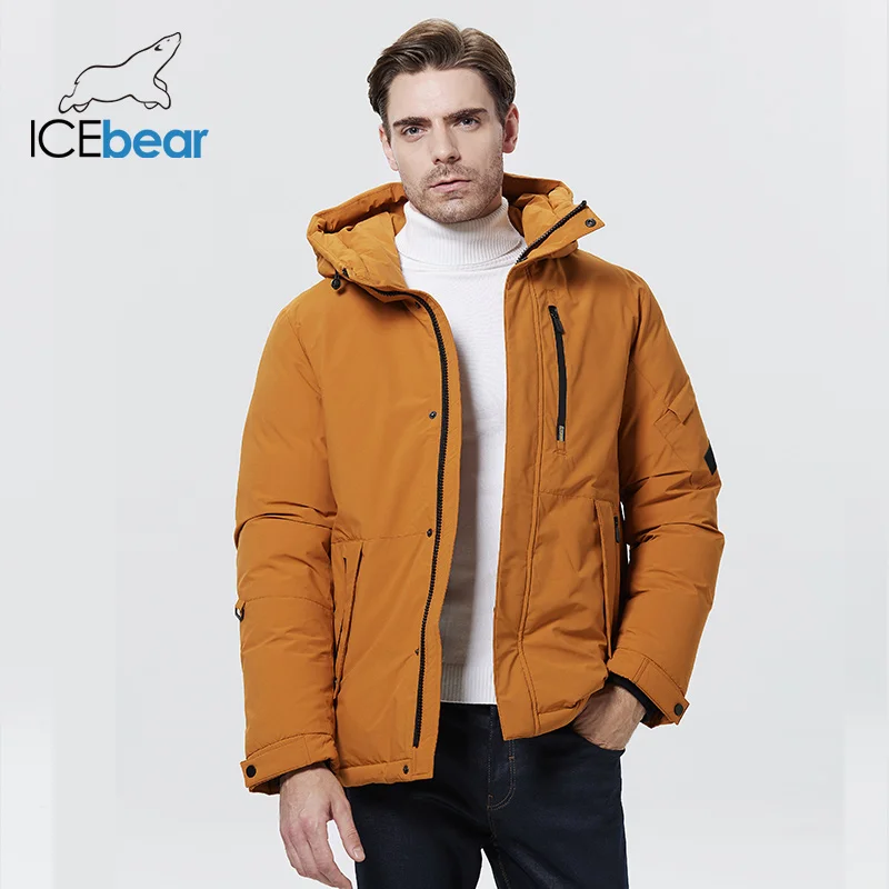 ICEbear 2022 Новинка зимы Повседневное капюшон Непромокаемые парки Спорт Модное пальто для мужчин Верхняя одежда Винтаж карманы парка MWD22813I