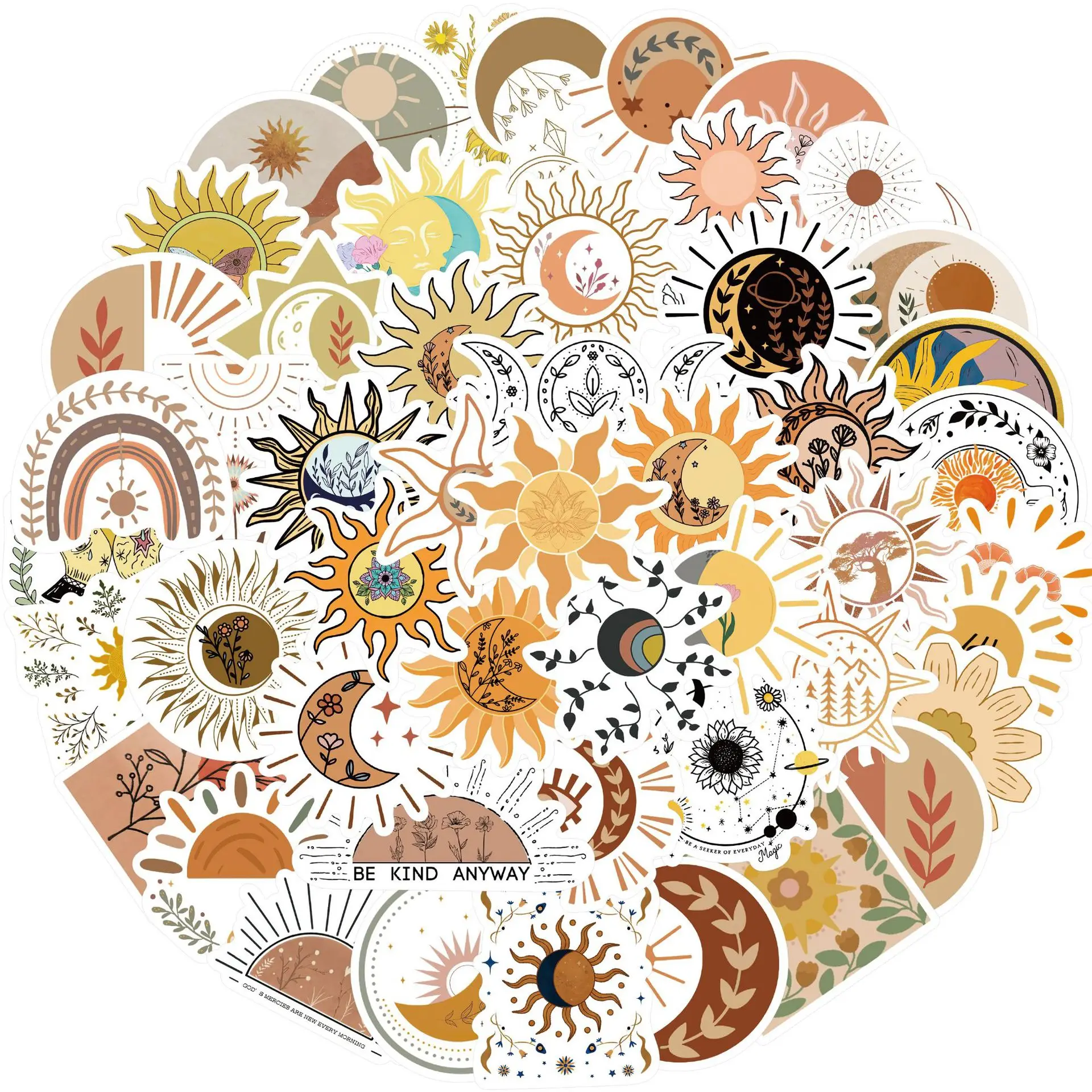 

10/30/50PCS Cartoon Sun Moon Graffiti Sticker Aesthetic Art Bohemian Laptop Luggage Phone Scrapbook Diary Stationery Decal