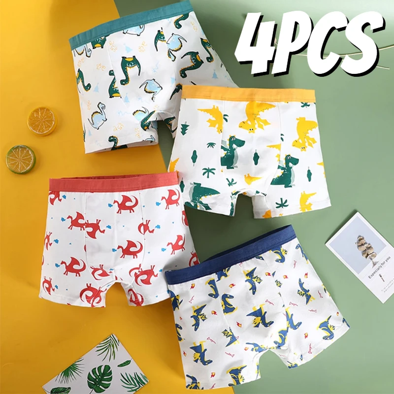

4 шт./партия, хлопковые трусы-боксеры для мальчиков