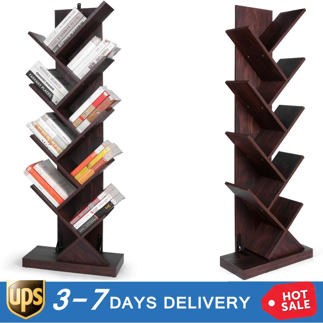 

Tree Shape Bookshelf Floor Standing Bookcase Wooden Shelf for Living Room Office Bookshelf Floor Tree-Shaped Creative Book