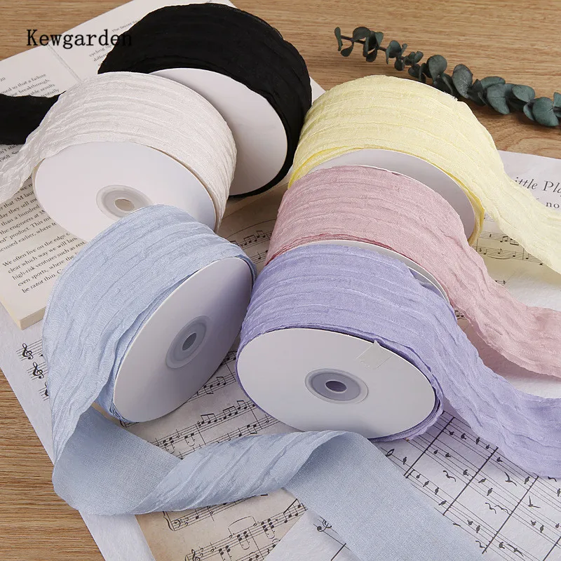 

Kewgarden 50mm 2 Inch Pleats Ribbon for DIY Bowknot Hair Accessories Gift Packing Materials Handmade Tape Crafts 10 Yards