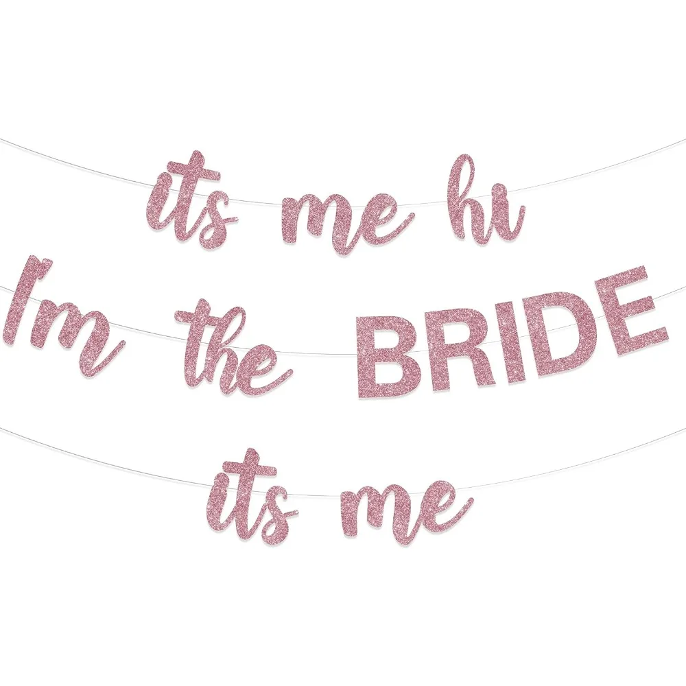 

Bachelorette Party Banner It’s Me Hi I’m The Bride It’s Me Banner Rose Gold for Bride To Be Bridal Shower Wedding Decorations