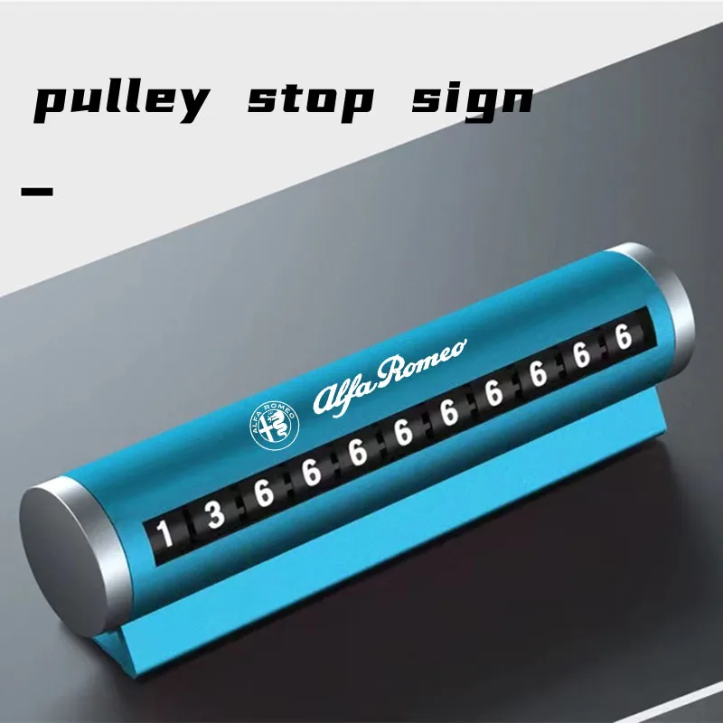 

For Alfa Romeo Car Metal Temporary Parking Card Rotate Phone Number Plate Aluminum Stickers Park Stop Auto Accessories