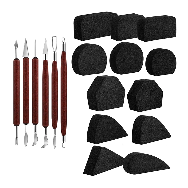

18 PCS Pottery Mug Handle Tools Set Sculpting Tool Set Includes 12 Ceramic Cup Handle Mold And 6 Clay Carving Tools