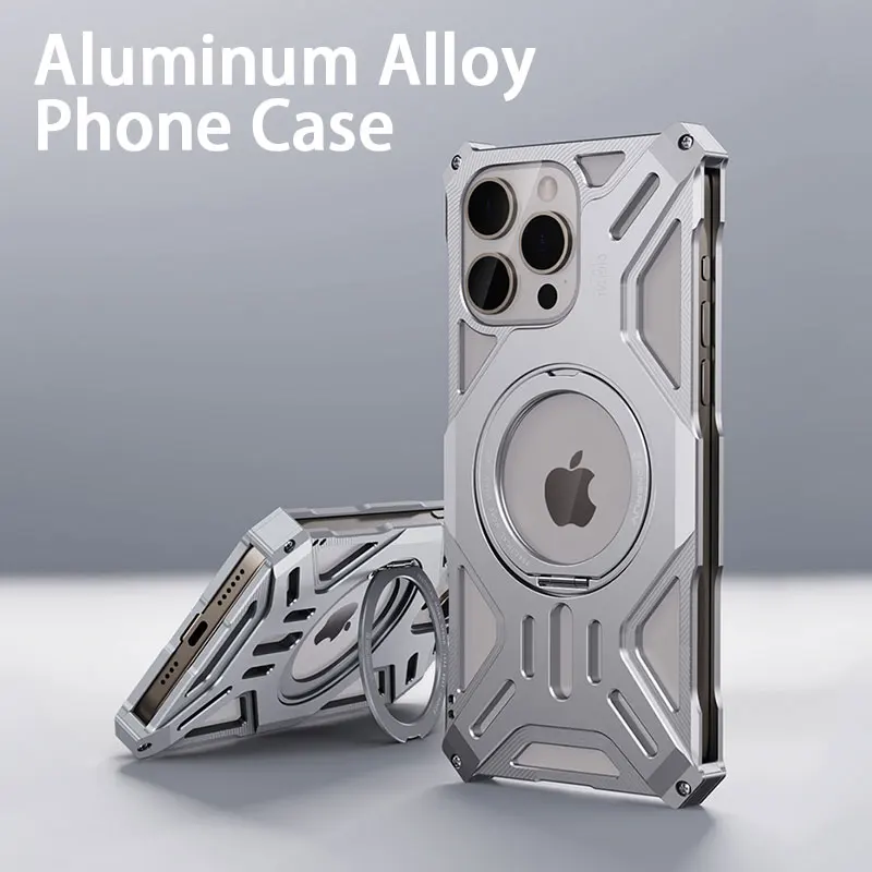 Металлический чехол для телефона с магнитной подставкой Iphone 13 14 15 Pro Max Plus