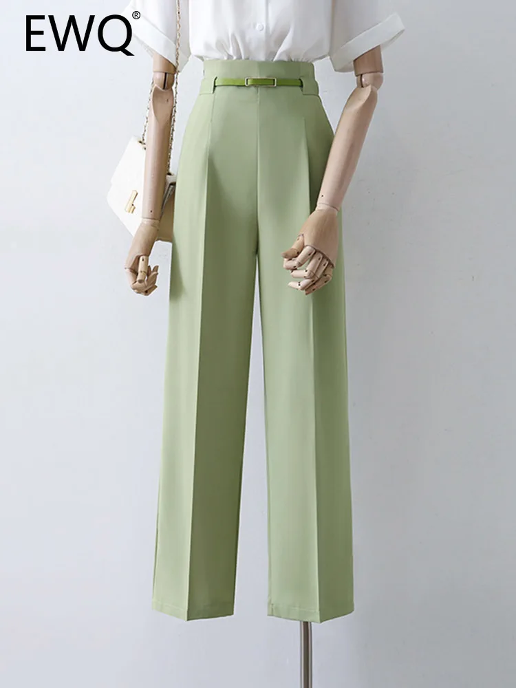 

EWQ Sweet Style Y2K Women's Pants Drape With Belt Solid Color High Waist Casual Female Trousers Summer 2023 New 27SN2172