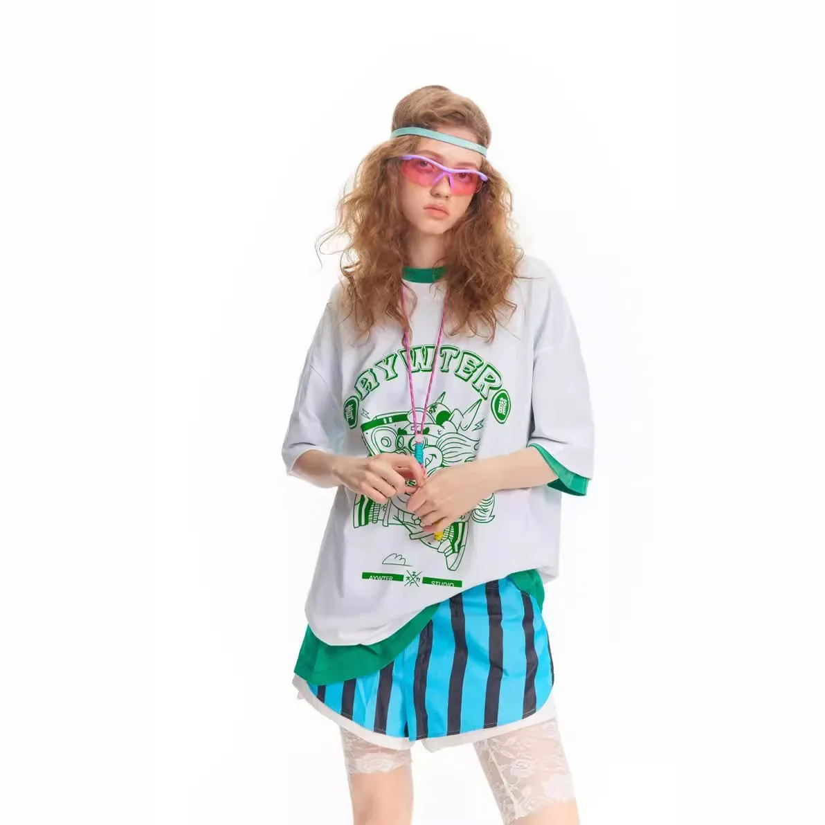 Свободная футболка с коротким рукавом в китайском стиле принтом дракона для