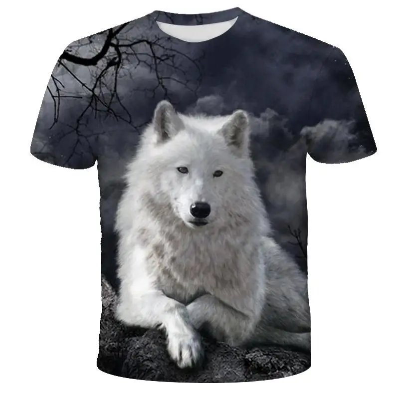 

2022 Wolf Printed T-Shirts Men Women Drop Ship Top Tee Short Sleeve Camiseta Round Neck Tshirt Fashion Casual Brand Tee Tops