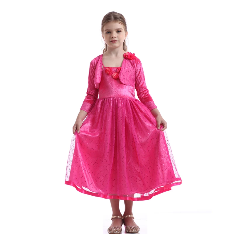 

Костюм принцессы для девочек, детвечерние вечернее свадебное платье, длинное розово-красное платье на Хэллоуин, карнавал, вечеринку, коспле...