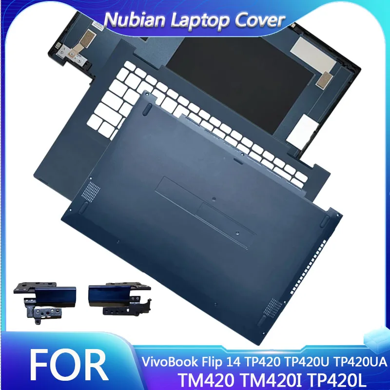 Фото Для ноутбуков VivoBook Flip 14 TP420, TP420U, TP420UA, TM420, TM420I, TP420L: НОВЫЕ: Задняя крышка экрана LCD, петли, упор для рук, нижний корпус №1