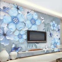 custom photo wallpaper european style beautiful blue 3d stereo jewelry flower mural living room tv sofa background wall painting