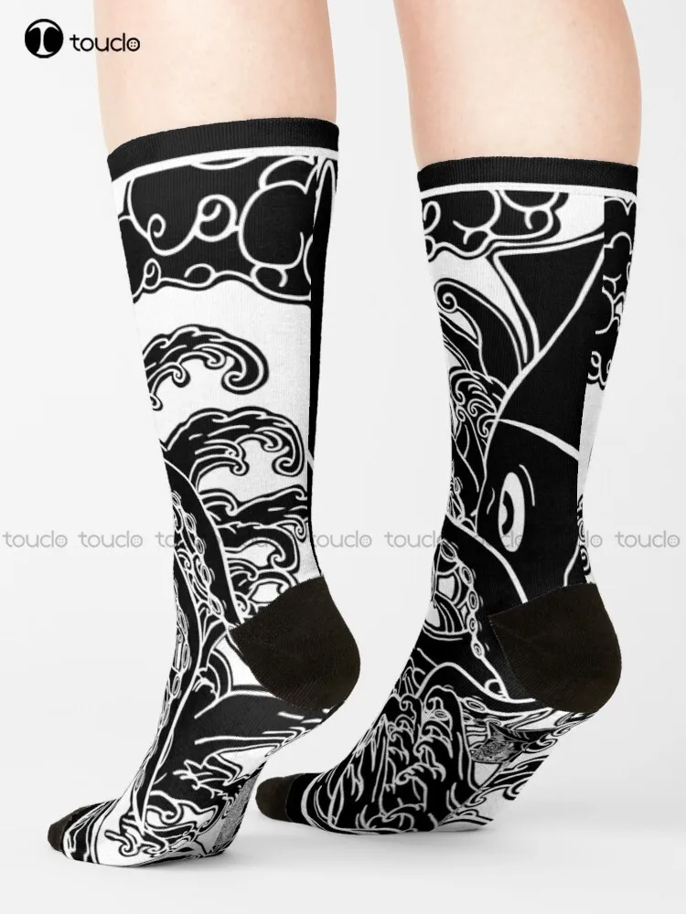 

Squid Tentacles & Kimono Girl Socks Thin Socks Men Unisex Adult Teen Youth Socks 360° Digital Print Harajuku Streetwear Gift Art