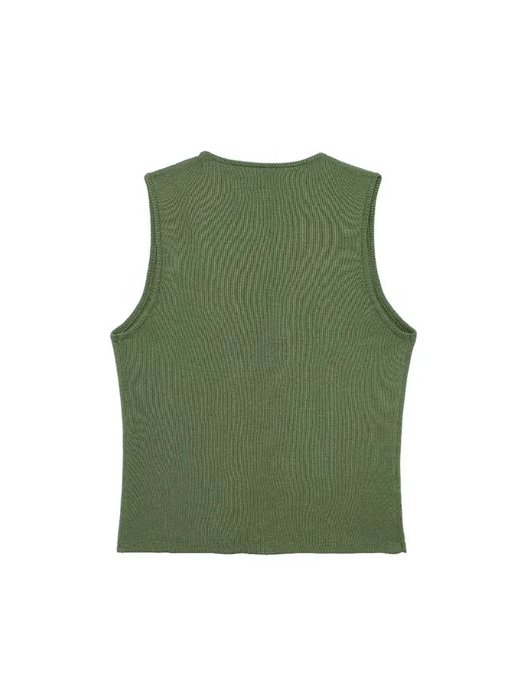 Осенний тонкий трикотажный Женский комплект TRAF 2024 женский короткий топ без