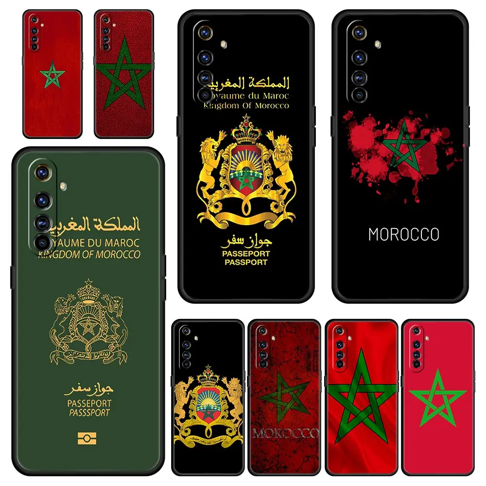 

Morocco Flag Passport Phone Case For Realme 9 8 7 6 GT2 Pro Plus 5G 8i 9i C3 C21 C11 C25 Soft Silicone Black Cover Shell Fundas