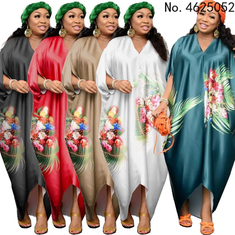 

Африканские платья для женщин, летние сексуальные африканские женские платья 2022 с V-образным вырезом из полиэстера, длинное платье, африкан...