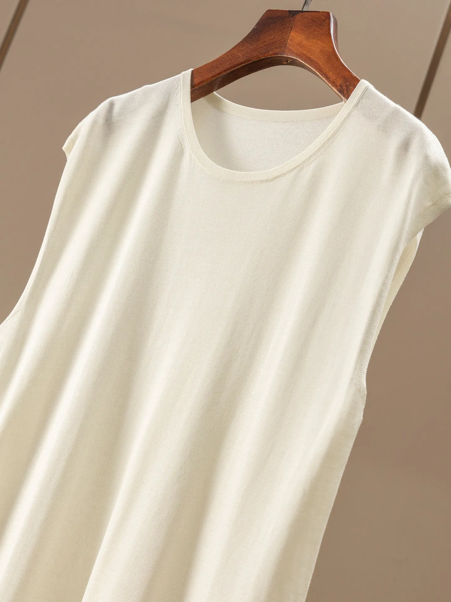 Фото Элитный трикотажный пуловер из шелка 5А с рукавами-трансформерами и круглым вырезом для женщин 46G8 №5