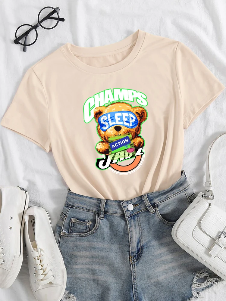 

Футболка женская летняя в стиле хип-хоп с принтом мультяшного медведя