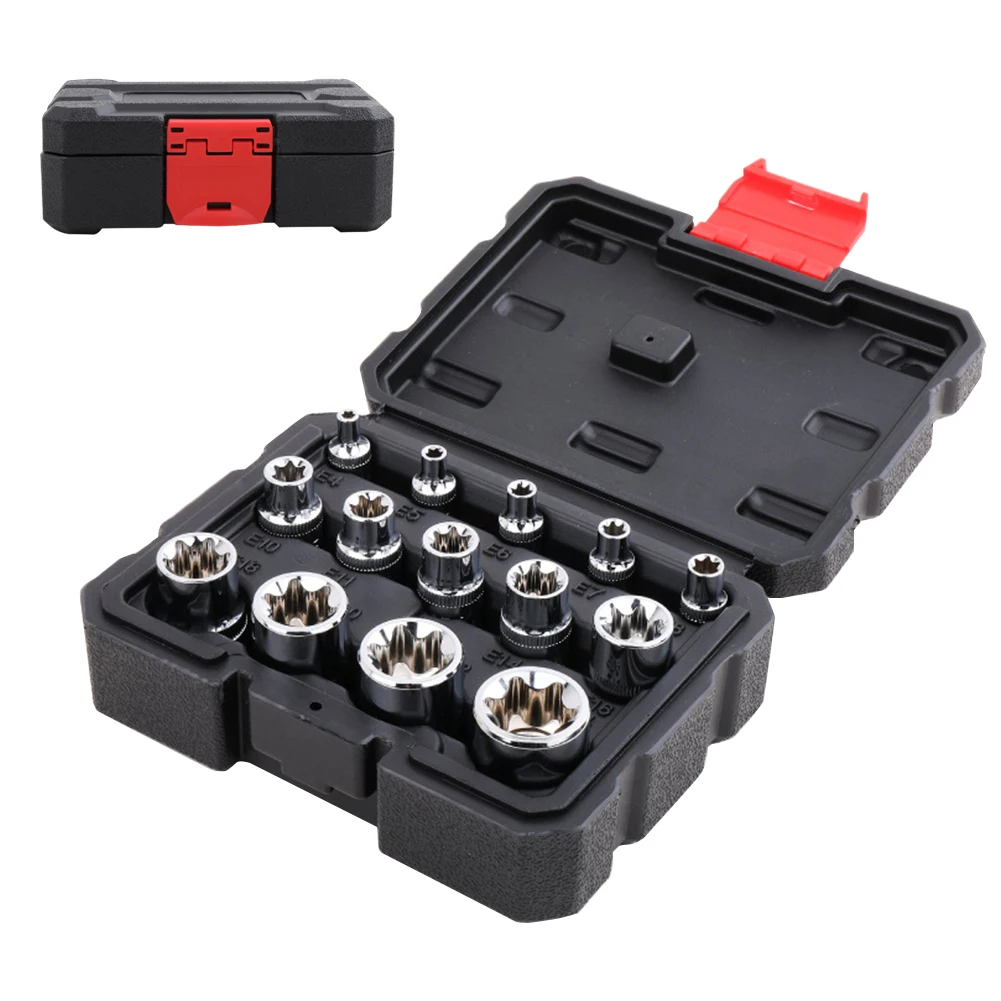 

14pc Multifunctionl With Box Stable Blossom Sleeve Auto Repair Home Ratchet Wrench Socket Kit Chrome Vanadium Steel Professional