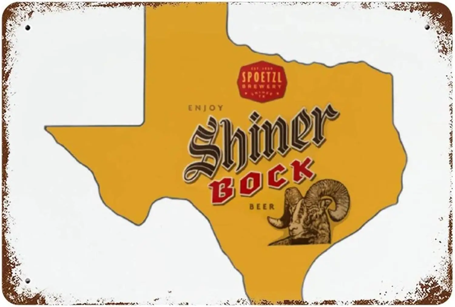

Shiner Bock Beers Texas Spoetzl Painting Vintage Tin Sign Country Home Decor for Home, Living Room, Kitchen & Bathroom 8x12