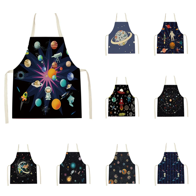 Креативные Мультяшные вселенные узорные чистящие фартуки планеты ракеты