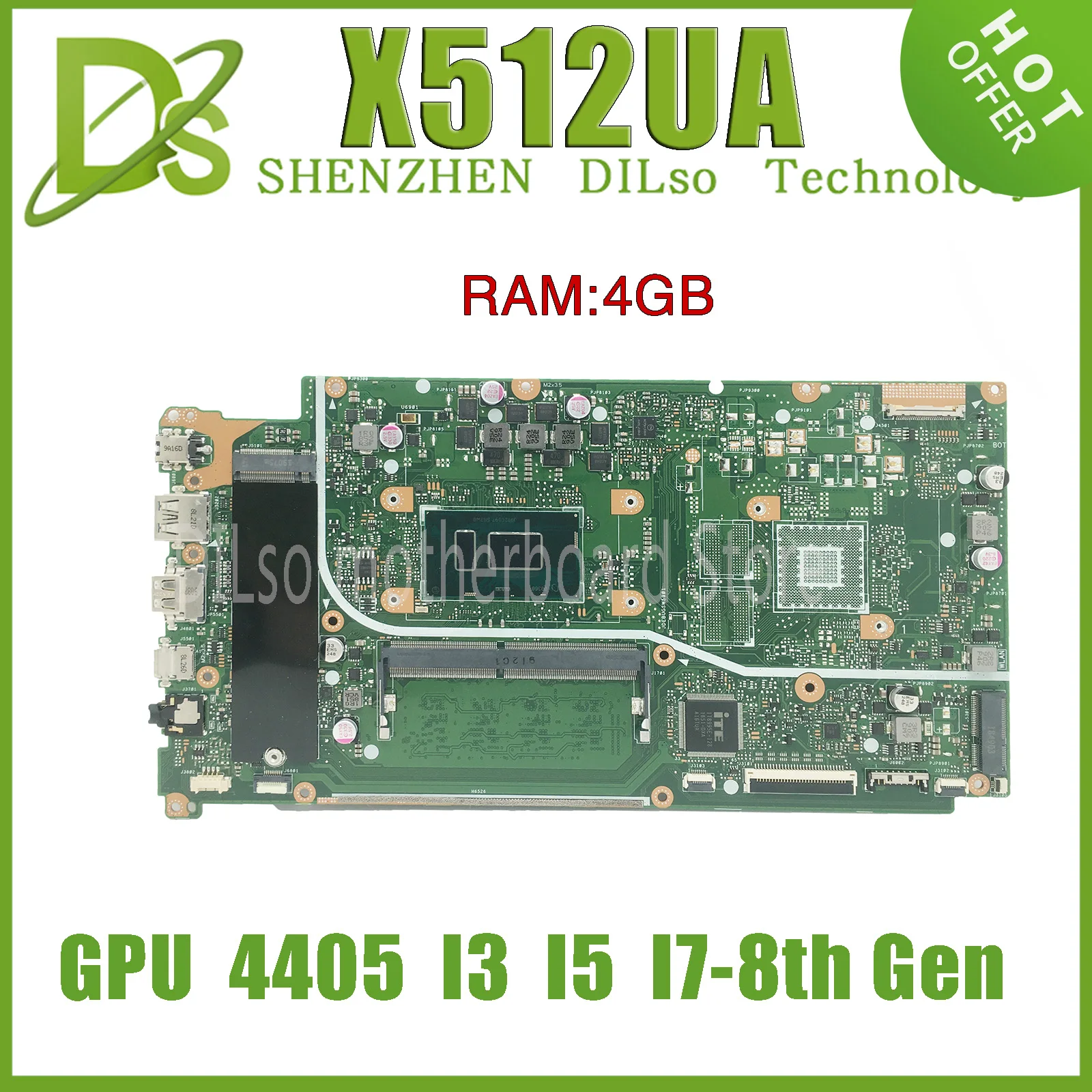 

KEFU X512UA Mainboard For ASUS VivoBook 15 X512UF X512UB F512UA Laptop Motherboard With 4417U I3 I5 I7 8th Gen 4G-RAM PM UMA