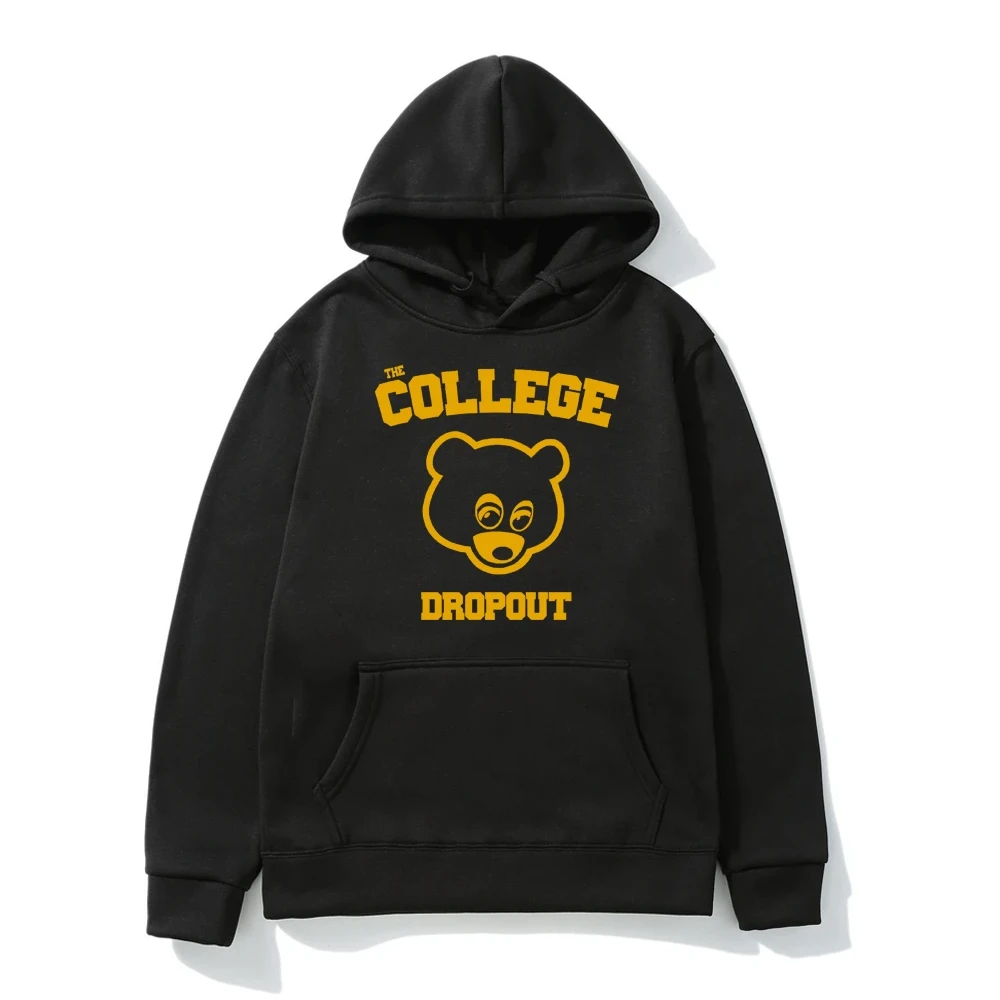 

New Hip Hop Kanye West Print Hoodie Oversize Cotton Fleece Pullover The College Dropout Spring Fashion Long Sleeve Sweatshirts