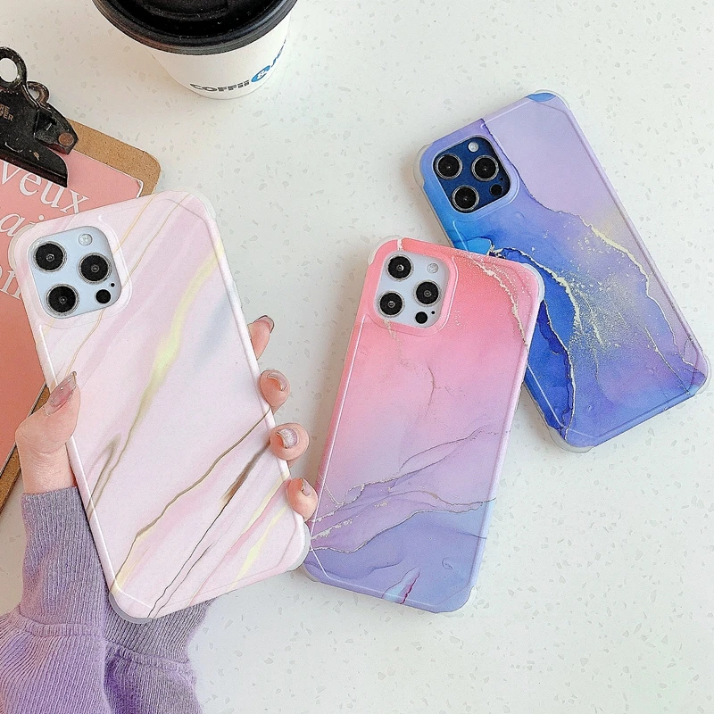 

Fashion Marble Phone Case For iphone 11 12 13 Pro Max XS X XR Max 7 8 Plus SE 2020 Shockproof Bumper Back Cover