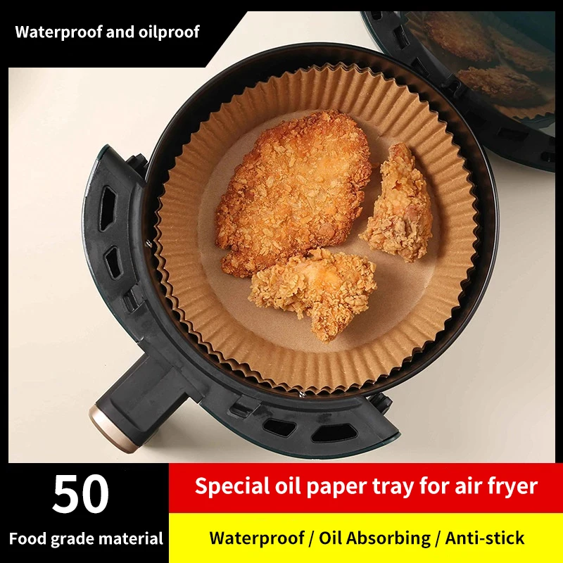 

50/100Pcs Air Fryer Special Paper Barbecue Oven Baking Disposable Food Paper Liner Non-Stick Mat Round Silicon OilPaper Home