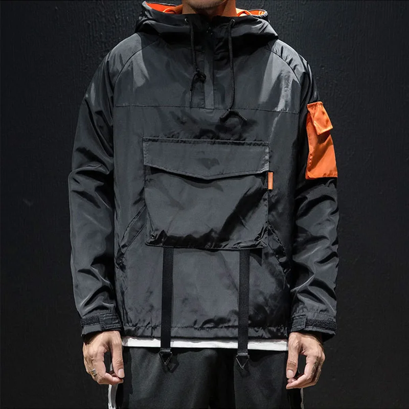 

Men Jackets Coats Strtwear Techwear Hooded Waterproof Windbreaker Casual Outwear Hip Hop Multi-pocket Japanese Overcoat