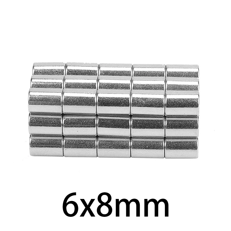 

10/20/50/100/150/200PCS 6x8 mm Small Round Search Magnet N35 Thinck Powerful Strong Magnetic magnet 6x8mm Neodymium Magnet 6*8